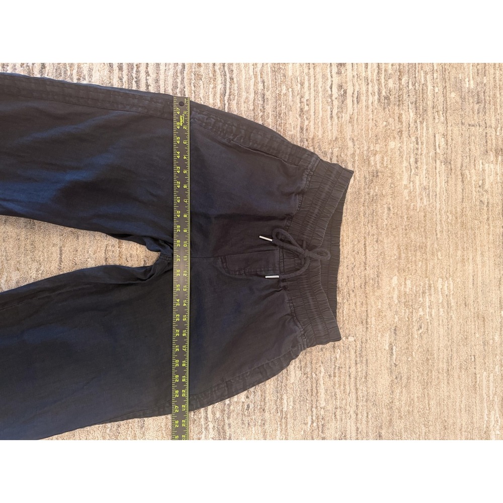 Quince Pants Womens Small Black Linen Cropped Wide Leg Drawstring Pull On - Picture 15 of 16